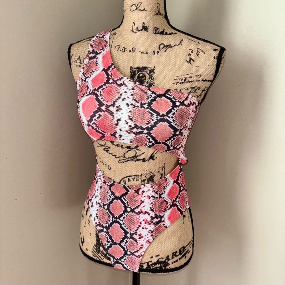 Pink Snake Print Swimsuit